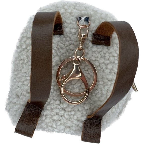 Sheepskin Keychain backpack leather purse accessories coyote fur made in US - Picture 4 of 5